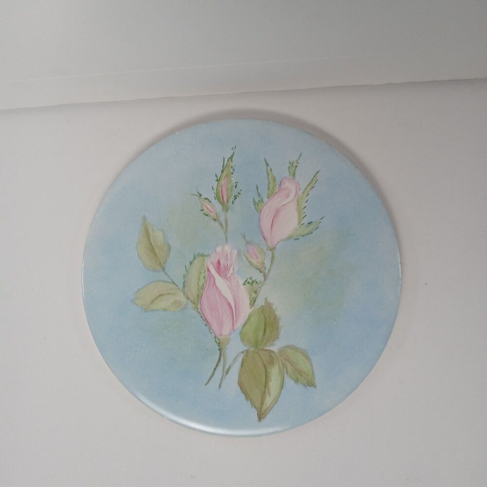 Vintage H&R Johnson England 6" Ceramic Tile Trivet Pink Rose Floral Kitchen